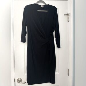 Anne Klein black jersey wrap dress
